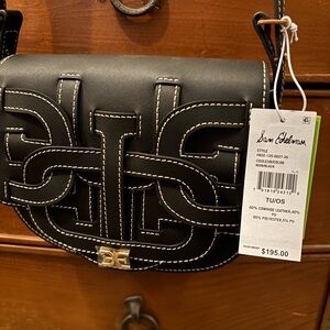 Sam Edelman Black Crossbody Bag with White Stitching